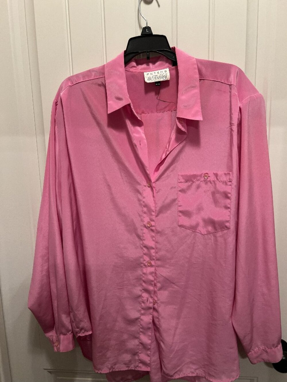 Peters & Ashley Pink Long Sleeve Satin Blouse Size 24W